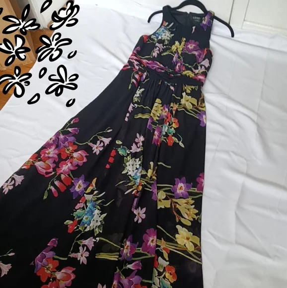 Lauren Ralph Lauren | Dresses | Lauren By Ralph Lauren Evening Maxi Dress  Size 6 Floral Sleeveless | Poshmark